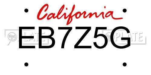 EB7Z5G California License Plate