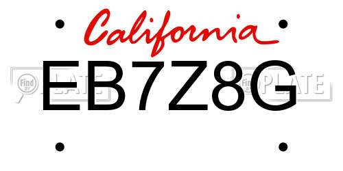 EB7Z8G California License Plate