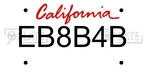 EB8B4B California License Plate