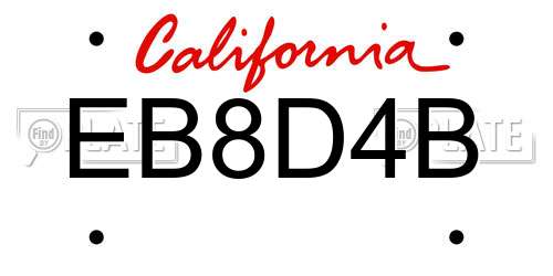 EB8D4B California License Plate