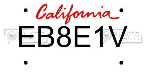 EB8E1V California License Plate