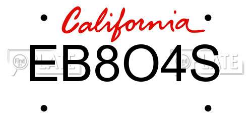 EB8O4S California License Plate