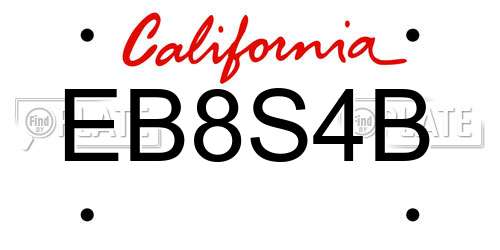 EB8S4B California License Plate