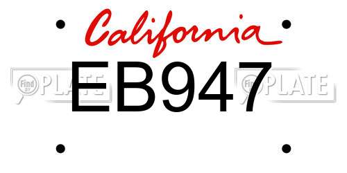 EB947 California License Plate