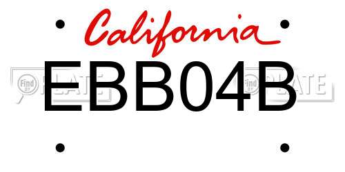 EBB04B California License Plate