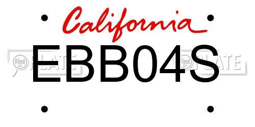 EBB04S California License Plate