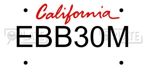 EBB30M California License Plate