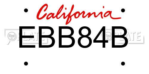 EBB84B California License Plate