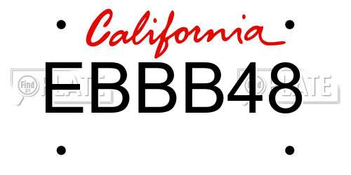 EBBB48 California License Plate