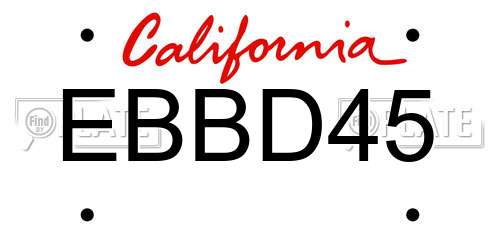 EBBD45 California License Plate