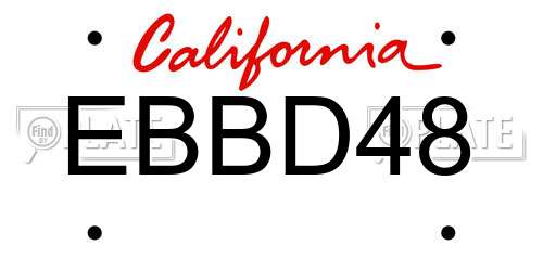 EBBD48 California License Plate