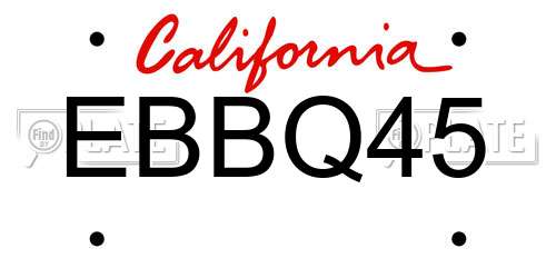 EBBQ45 California License Plate