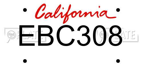 EBC308 California License Plate