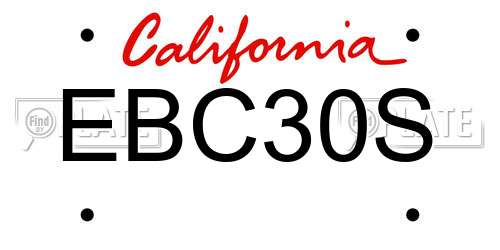 EBC30S California License Plate