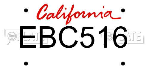 EBC516 California License Plate