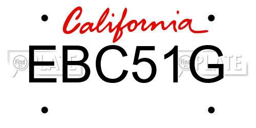 EBC51G California License Plate