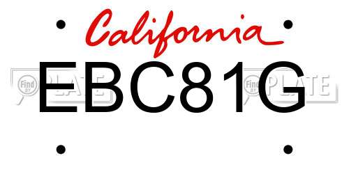 EBC81G California License Plate