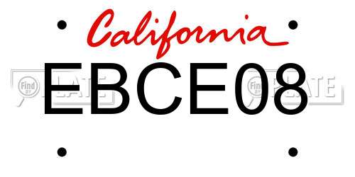 EBCE08 California License Plate
