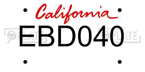 EBD040 California License Plate