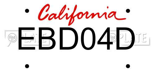 EBD04D California License Plate
