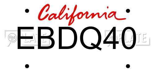 EBDQ40 California License Plate
