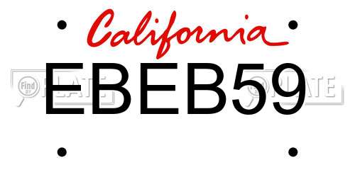 EBEB59 California License Plate