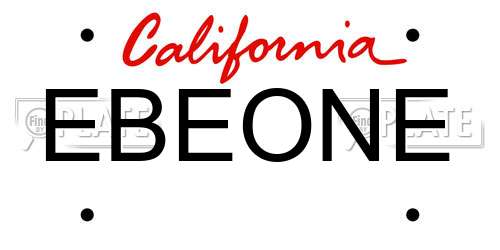 EBEONE California License Plate