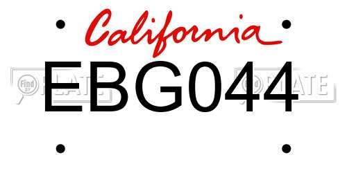 EBG044 California License Plate