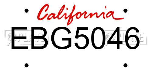EBG5046 California License Plate