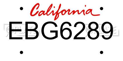 EBG6289 California License Plate