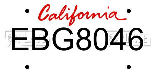 EBG8046 California License Plate