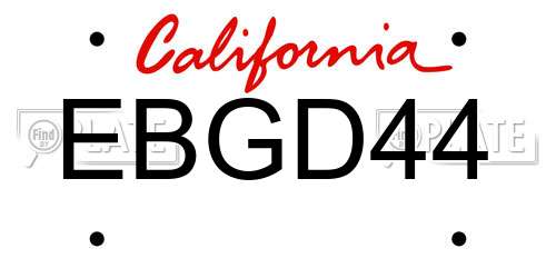 EBGD44 California License Plate