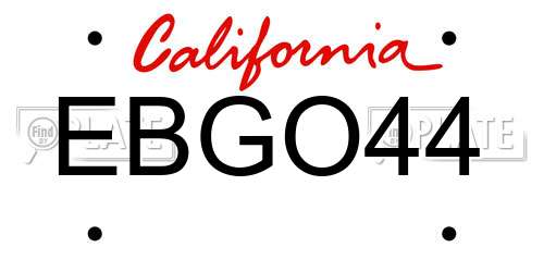 EBGO44 California License Plate