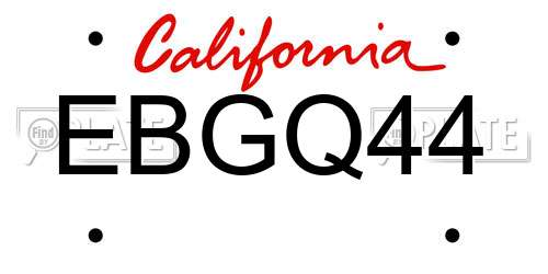 EBGQ44 California License Plate