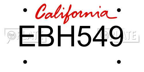 EBH549 California License Plate
