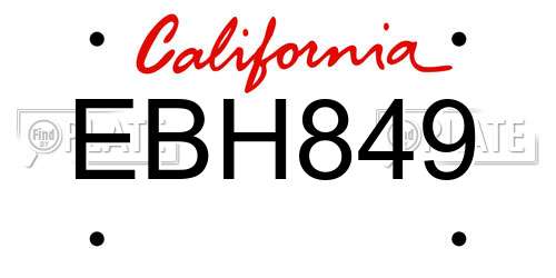EBH849 California License Plate