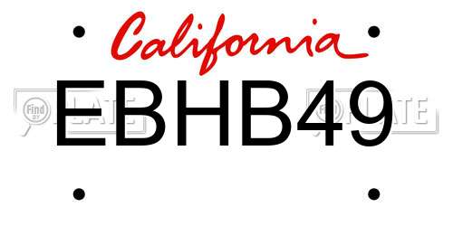 EBHB49 California License Plate