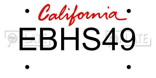 EBHS49 California License Plate