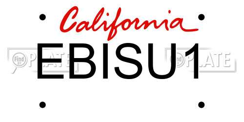 EBISU1 California License Plate