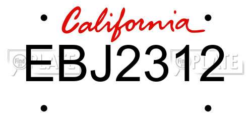 EBJ2312 California License Plate