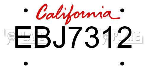 EBJ7312 California License Plate
