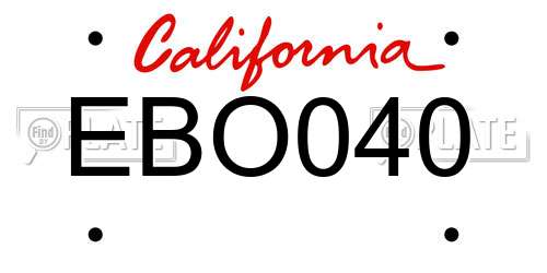 EBO040 California License Plate