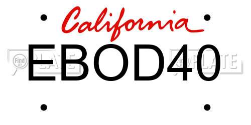EBOD40 California License Plate