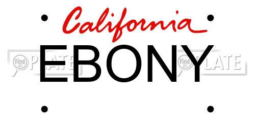 EBONY California License Plate
