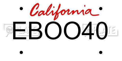 EBOO40 California License Plate