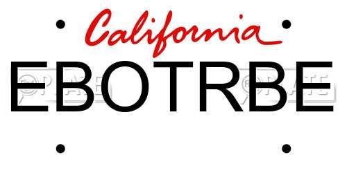 EBOTRBE California License Plate