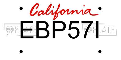 EBP57I California License Plate