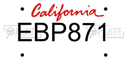 EBP871 California License Plate