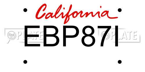 EBP87I California License Plate