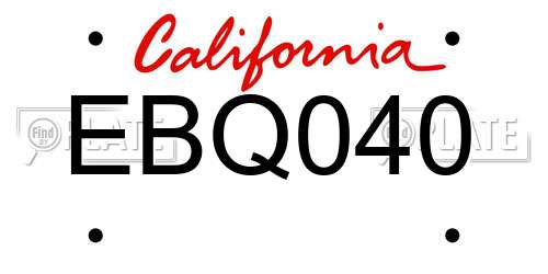 EBQ040 California License Plate